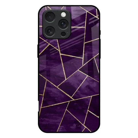 Geometric Purple Glossy Case For iPhone 16 Pro Max