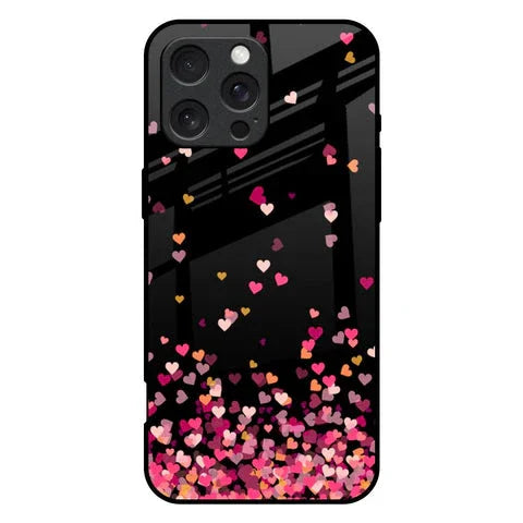 Heart Rain Fall Glossy Case For iPhone 16 Pro Max