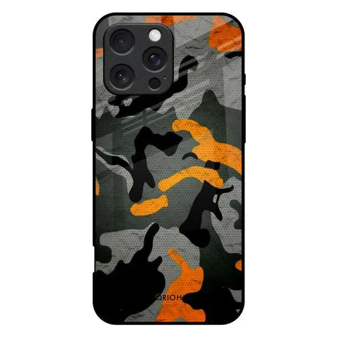 Camouflage Orange Glossy Case For iPhone 16 Pro Max