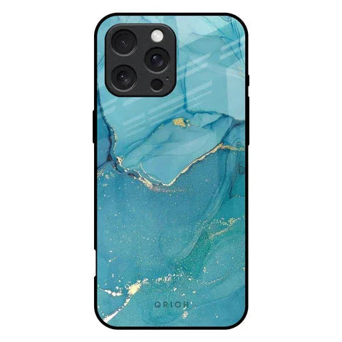 Blue Golden Glitter Glossy Case for iPhone 16 Pro Max