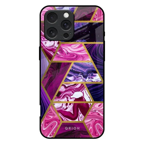 Electroplated Geometric Marble Glossy Case for iPhone 16 Pro Max