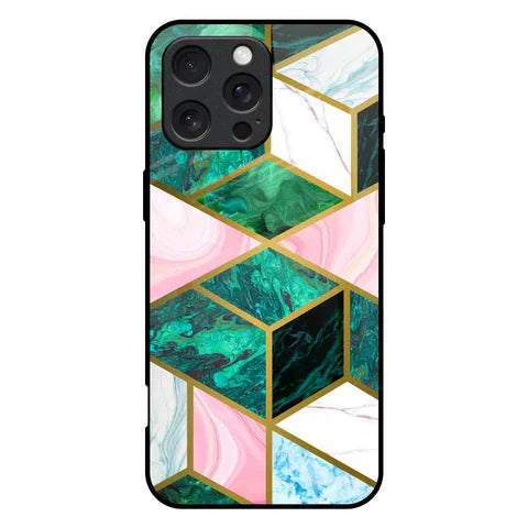 Seamless Green Marble Glossy Case for iPhone 16 Pro Max