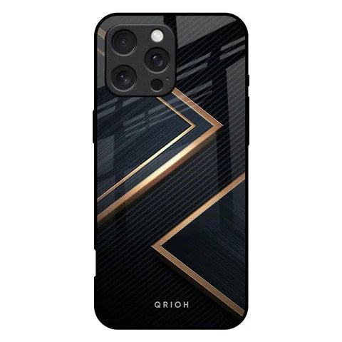 Sleek Golden & Navy Glossy Case for iPhone 16 Pro Max