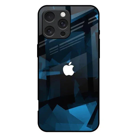 Polygonal Blue Box Glossy Case For iPhone 16 Pro Max