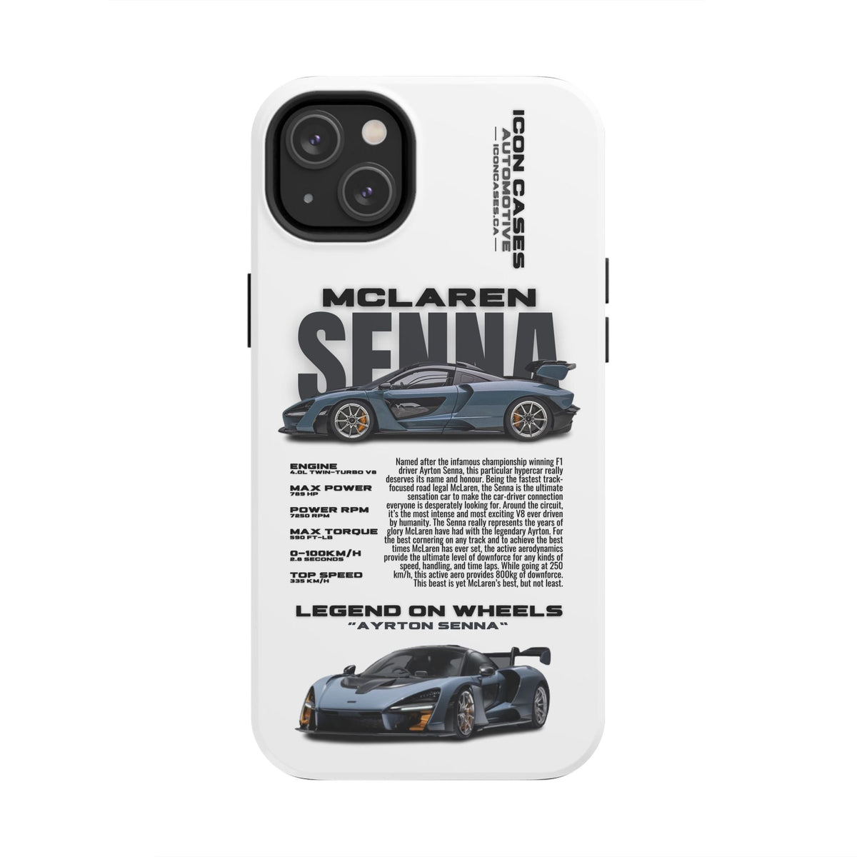McLaren Senna White Premium Tough Shining Phone Case (Double Layer) Available For All iPhone Models