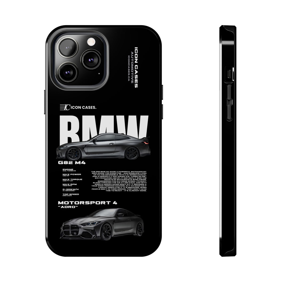 BMW M4 (G82) Black Premium Tough Shining Phone Case (Double Layer) Available For All iPhone Models