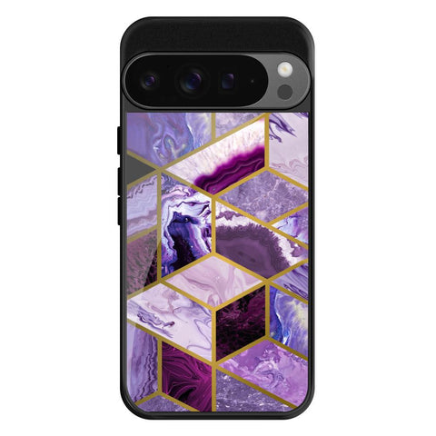 Purple Rhombus Marble Glossy Case for Google Pixel 9 Pro XL