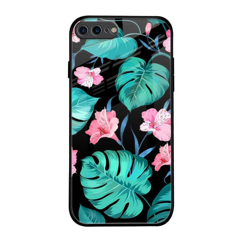 Tropical Leaves & Pink Flowers Glossy Case for iPhone 7 Plus