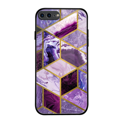 Purple Rhombus Marble Glossy Case for iPhone 7 Plus