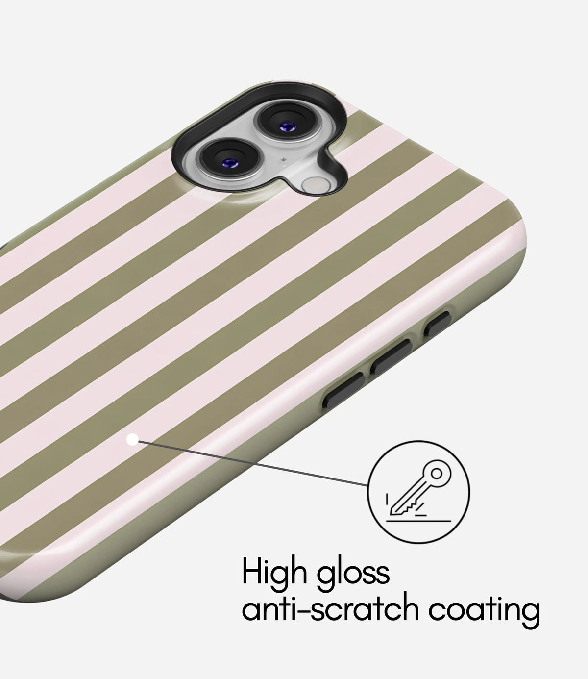 Olive Blush Stripes Premium Tough Shining Phone Case (Double Layer) Available For All iPhone Models
