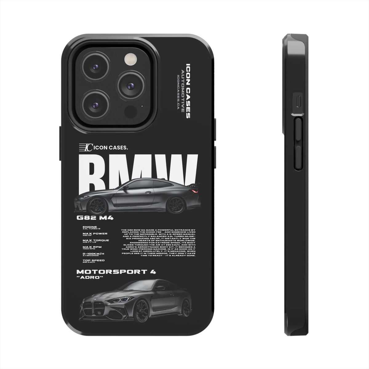 BMW M4 (G82) Black Premium Tough Shining Phone Case (Double Layer) Available For All iPhone Models
