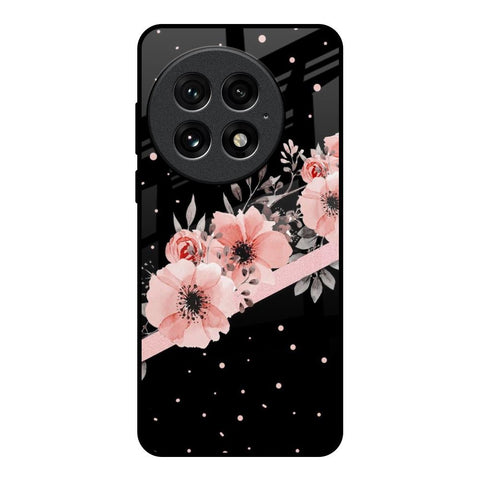 Floral Black Band Glossy Case For OnePlus 13
