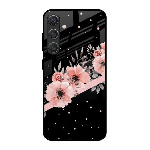 Floral Black Band Glossy Case For Samsung Galaxy S25 5G