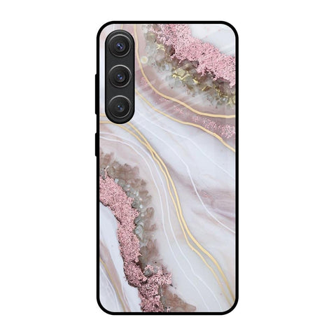 Pink & Gold Gllitter Marble Glossy Case for Samsung Galaxy S25 5G