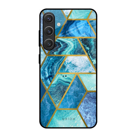 Turquoise Geometrical Marble Glossy Case for Samsung Galaxy S25 5G