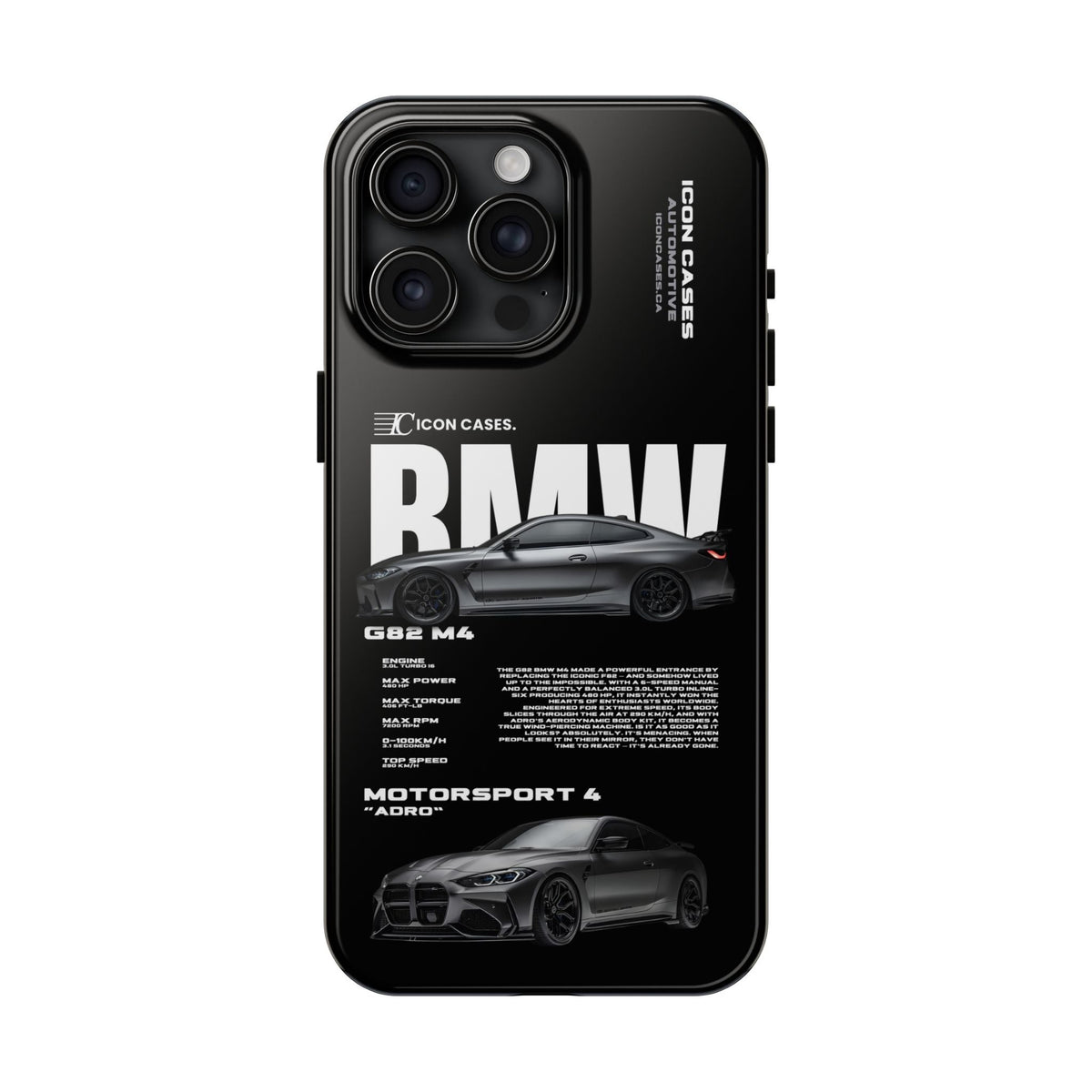 BMW M4 (G82) Black Premium Tough Shining Phone Case (Double Layer) Available For All iPhone Models