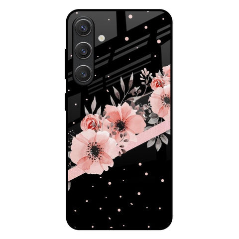 Floral Black Band Glossy Case For Samsung Galaxy S25 Plus 5G