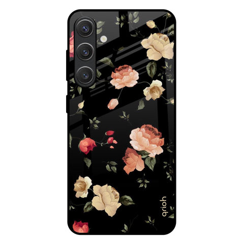 Black Spring Floral Glossy Case for Samsung Galaxy S25 Plus 5G