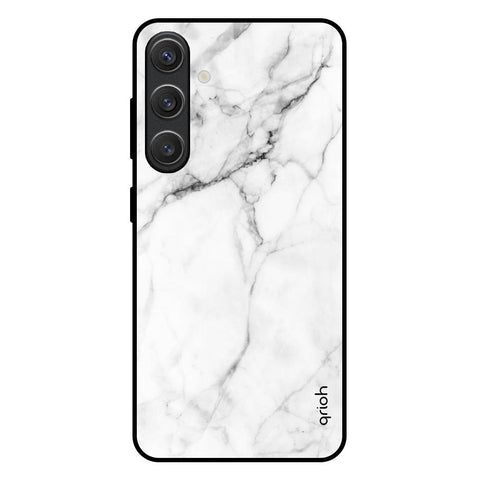 Modern White Marble Glossy Case for Samsung Galaxy S25 Plus 5G