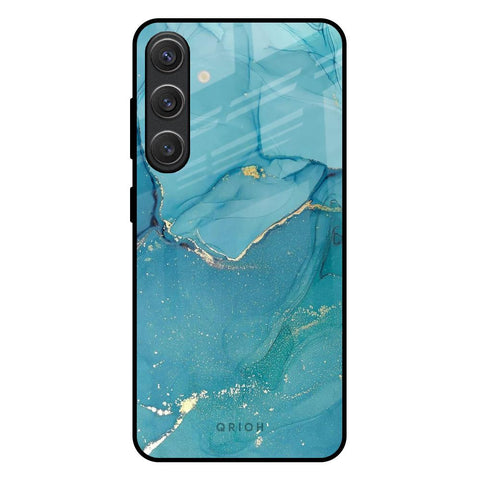 Blue Golden Glitter Glossy Case for Samsung Galaxy S25 Plus 5G