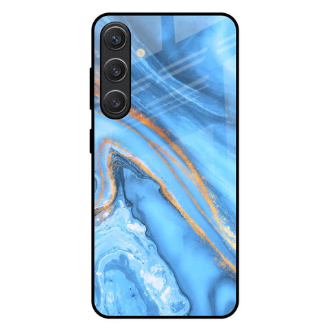 Vibrant Blue Marble Glossy Case for Samsung Galaxy S25 Plus 5G