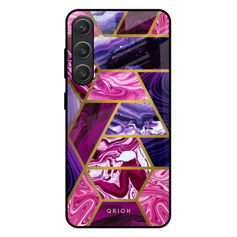 Electroplated Geometric Marble Glossy Case for Samsung Galaxy S25 Plus 5G