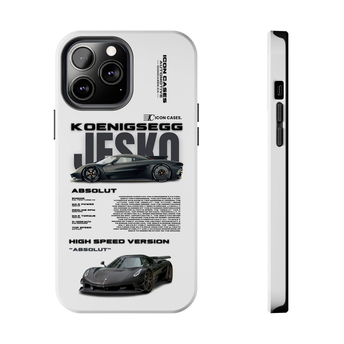 Koenigsegg Jesko White Premium Tough Shining Phone Case (Double Layer) Available For All iPhone Models