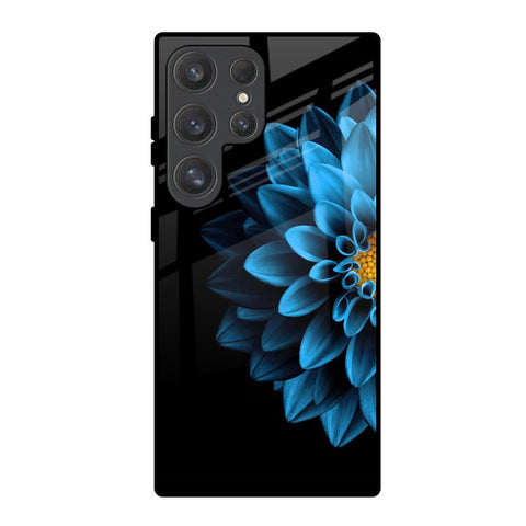 Half Blue Flower Glossy Case for Samsung Galaxy S25 Ultra 5G