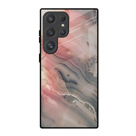 Pink And Grey Marble Glossy Case For Samsung Galaxy S25 Ultra 5G