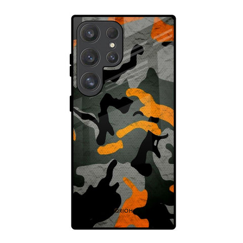 Camouflage Orange Glossy Case For Samsung Galaxy S25 Ultra 5G