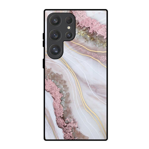 Pink & Gold Gllitter Marble Glossy Case for Samsung Galaxy S25 Ultra 5G