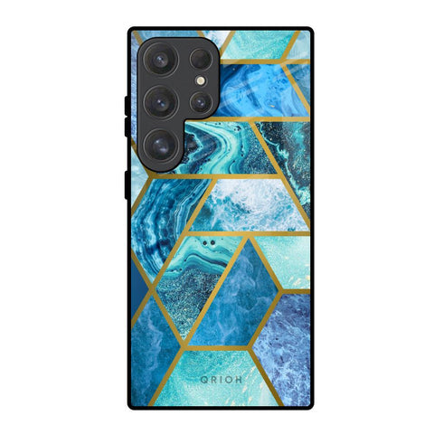 Turquoise Geometrical Marble Glossy Case for Samsung Galaxy S25 Ultra 5G