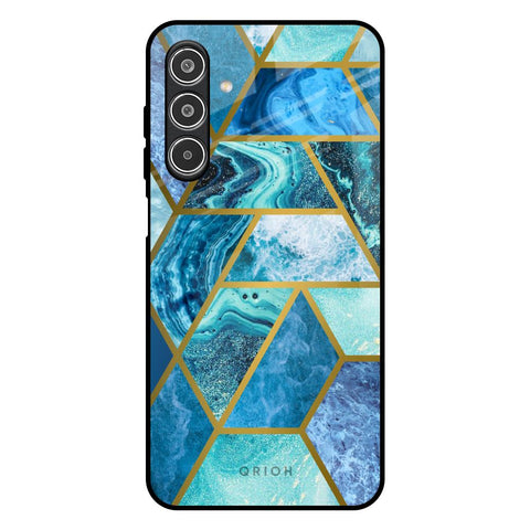 Turquoise Geometrical Marble Glossy Case for Samsung Galaxy A26 5G