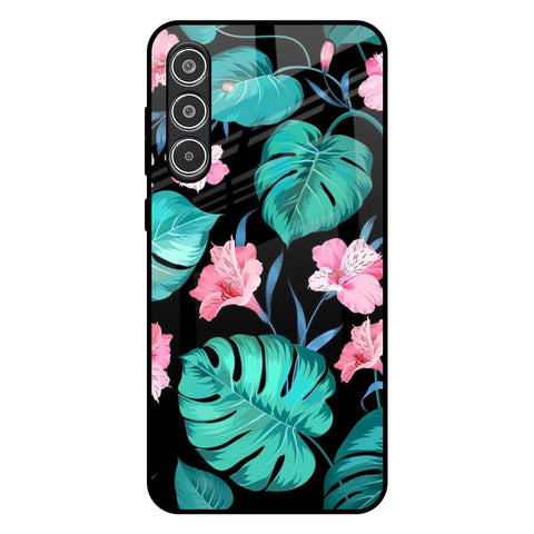 Tropical Leaves & Pink Flowers Glossy Case for Samsung Galaxy A36 5G