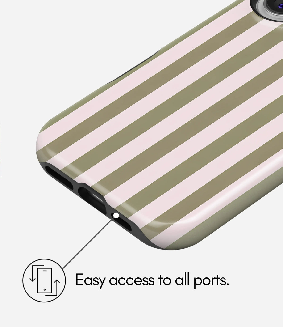 Olive Blush Stripes Premium Tough Shining Phone Case (Double Layer) Available For All iPhone Models