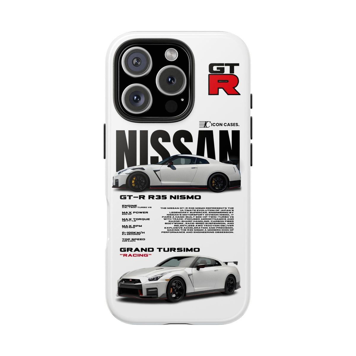 Nissan GT-R R35 White Premium Tough Shining Phone Case (Double Layer) Available For All iPhone Models