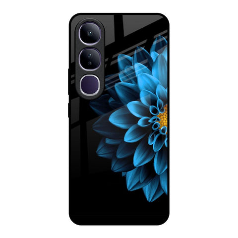 Half Blue Flower Glossy Case for Vivo Y300 5G