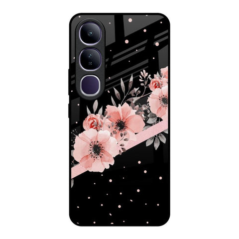 Floral Black Band Glossy Case For Vivo Y300 5G