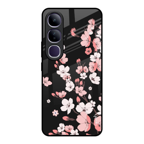Black Cherry Blossom Glossy Case for Vivo Y300 5G