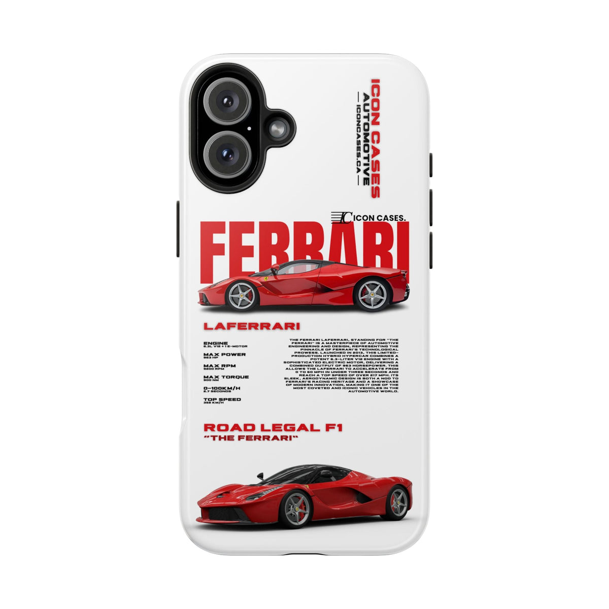 Ferrari LaFerrari White Premium Tough Shining Phone Case (Double Layer) Available For All iPhone Models