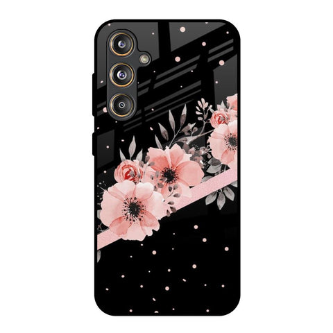 Floral Black Band Glossy Case For Samsung Galaxy M55s