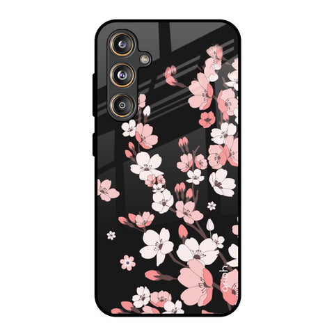 Black Cherry Blossom Glossy Case for Samsung Galaxy M55s