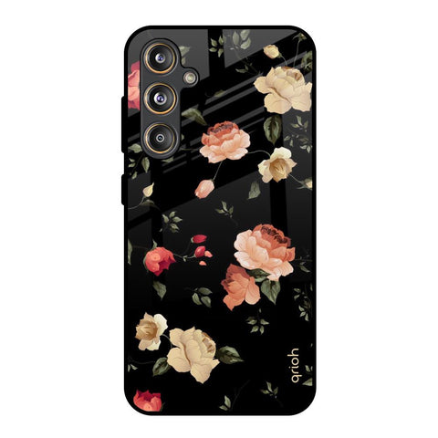 Black Spring Floral Glossy Case for Samsung Galaxy M55s