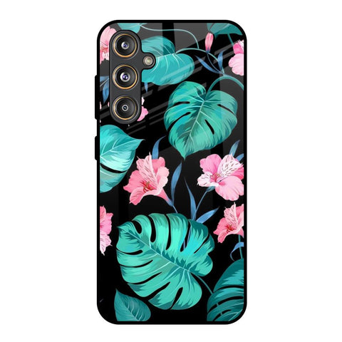 Tropical Leaves & Pink Flowers Glossy Case for Samsung Galaxy M55s