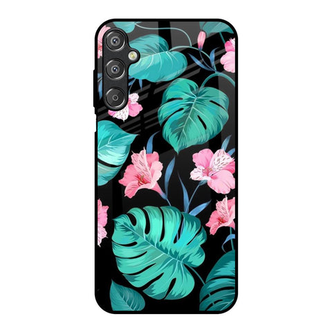Tropical Leaves & Pink Flowers Glossy Case for Samsung Galaxy F15 5G