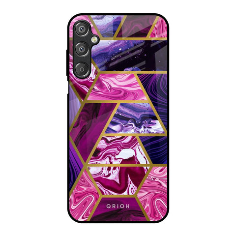 Electroplated Geometric Marble Glossy Case for Samsung Galaxy F15 5G