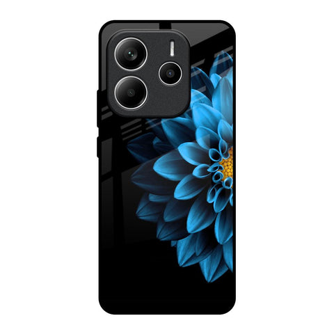 Half Blue Flower Glossy Case for Redmi Note 14 5G
