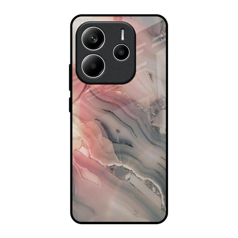 Pink And Grey Marble Glossy Case For Redmi Note 14 5G