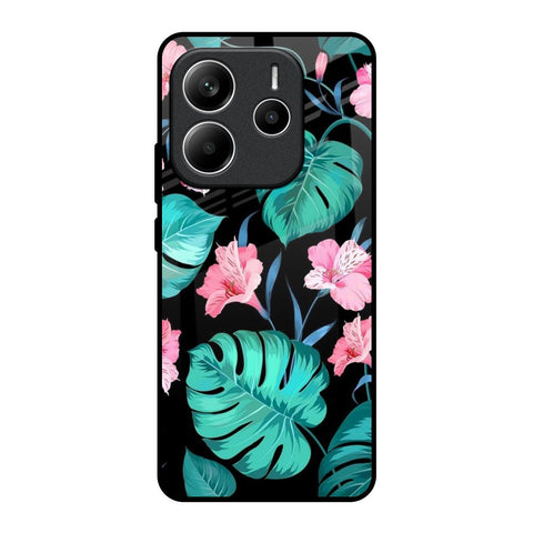 Tropical Leaves & Pink Flowers Glossy Case for Redmi Note 14 5G