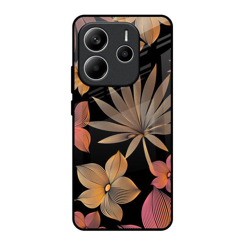 Lines Pattern Flowers Glossy Case for Redmi Note 14 5G